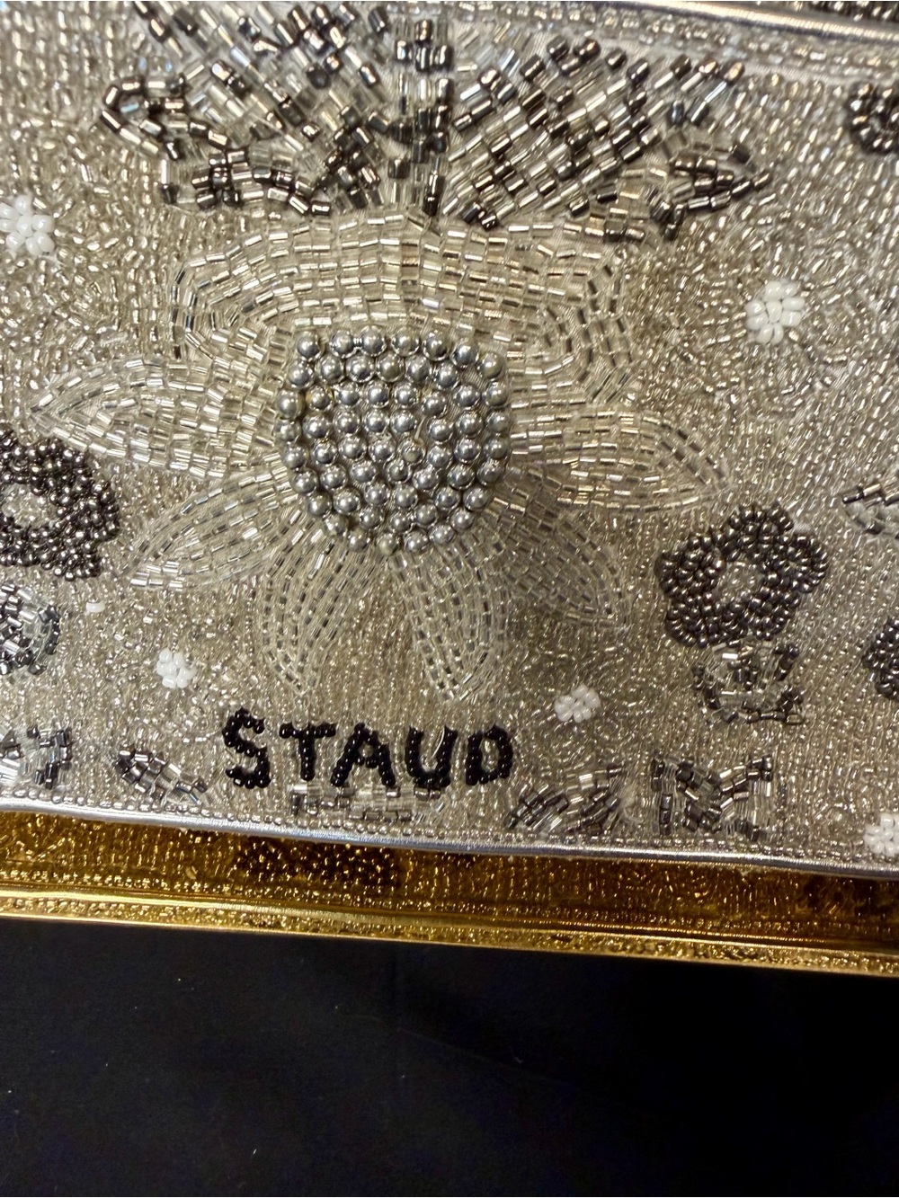 STAUD Silver Garden Party Beaded Tommy Bag - Picture 5 of 12